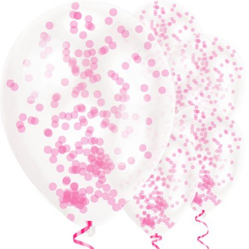 Μπαλόνια με ροζ κονφετί