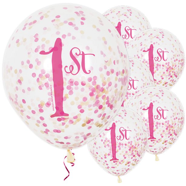 Μπαλόνια με κονφετί 1st Birthday