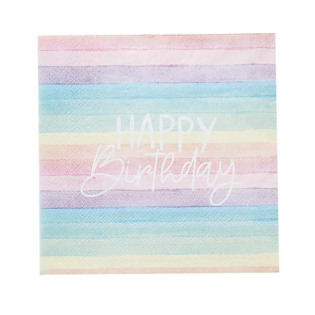 Χαρτοπετσέτες Pastel Rainbow Happy Birthday
