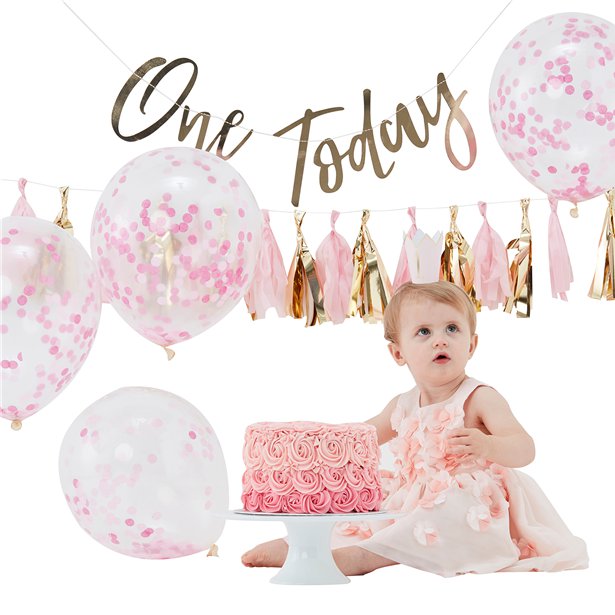 Pick & Mix Pastel Pink 1st Birthday Cake Smash Kit
