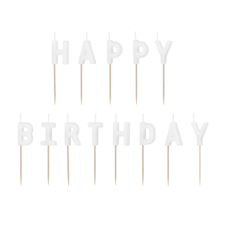 Κεράκια Happy Birthday White