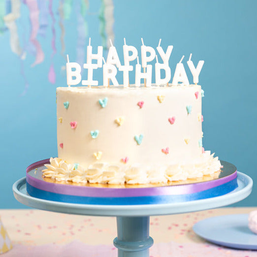 Κεράκια Happy Birthday White