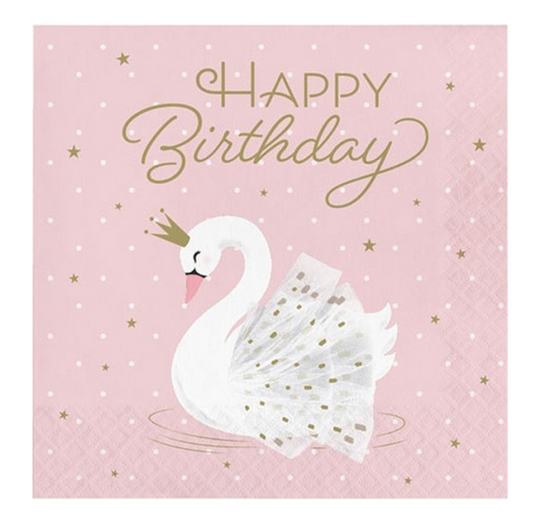 Χαρτοπετσέτες Happy Birthday Swan