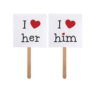 Καρτελάκια "I love him - I love her"