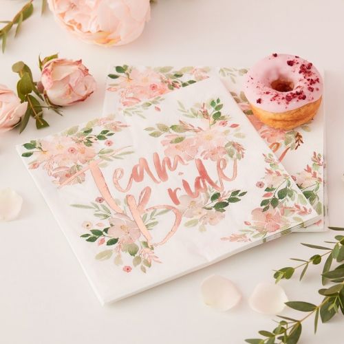 Χαρτοπετσέτες "Team Bride" Floral