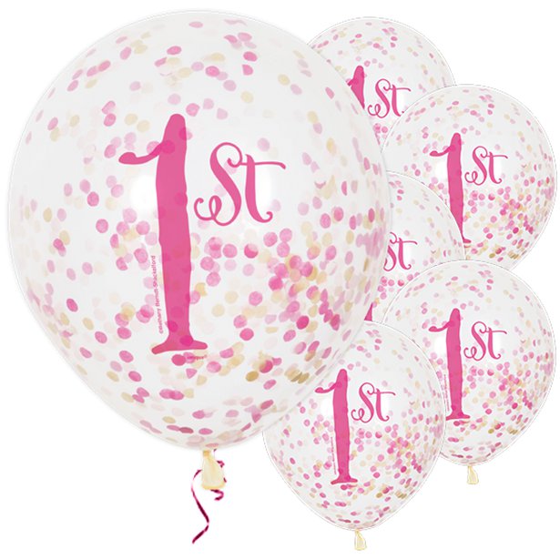 Μπαλόνια με κονφετί 1st Birthday
