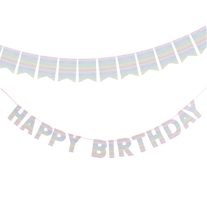 Σετ Γιρλάντες Pastel Rainbow Happy Birthday