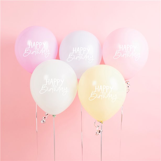 Μπαλόνια Pastel Rainbow Happy Birthday