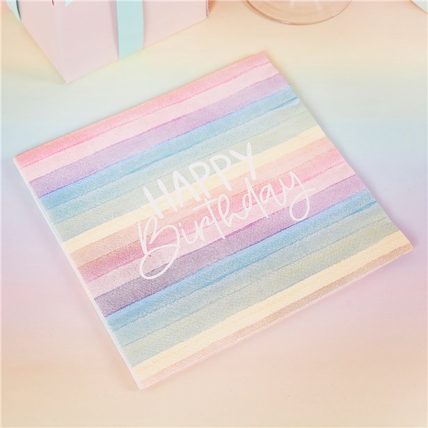 Χαρτοπετσέτες Pastel Rainbow Happy Birthday