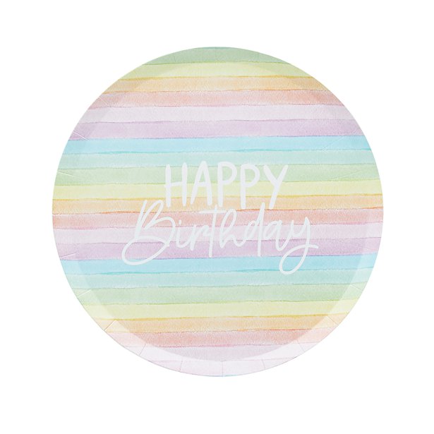 Πιάτα Pastel Rainbow Happy Birthday