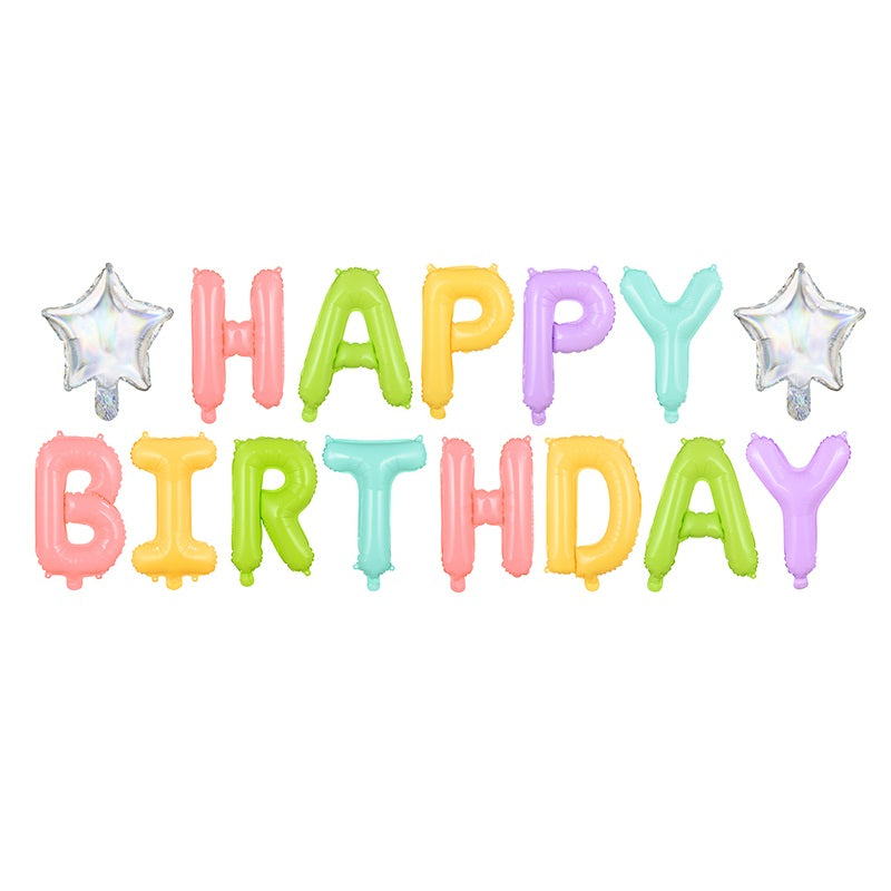 Μπαλόνια "Happy Birthday" Pastel mix