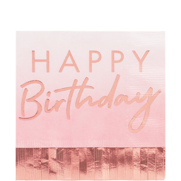 Χαρτοπετσέτες Mix It Up Happy Birthday Rose Gold Fringe