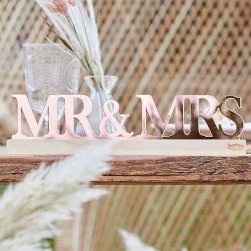 Πινακίδα Mr & Mrs Rose Gold