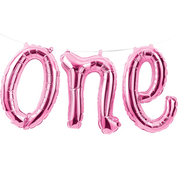 Γιρλάντα με μπαλόνια "ΟΝΕ" Ροζ