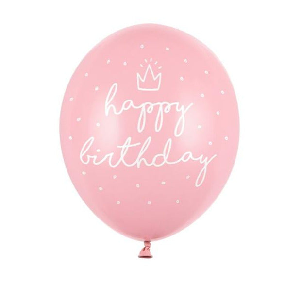 Μπαλόνια "Happy Birthday" Ρόζ